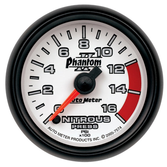 Autometer Phantom II 2-1/16in 0-1600 PSI Electrical Nitrous Pressure Gauge 7574