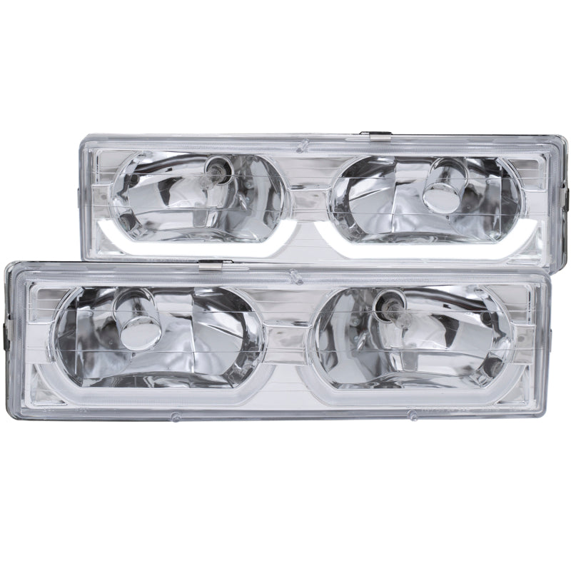 ANZO USA Chevrolet C1500 Crystal Headlights Chrome W/ Low - Brow; 1988-1998 - eliteracefab.com