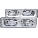 ANZO USA Chevrolet C1500 Crystal Headlights Chrome W/ Low - Brow; 1988-1998