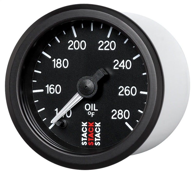 Autometer Stack 52mm 140-280 Deg F 1/8in NPTF Male Pro Stepper Motor Oil Temp Gauge - Black ST3310