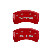 Load image into Gallery viewer, MGP 4 Caliper Covers Engraved Front Cadillac Engraved Rear XTS Red finish silver ch - eliteracefab.com