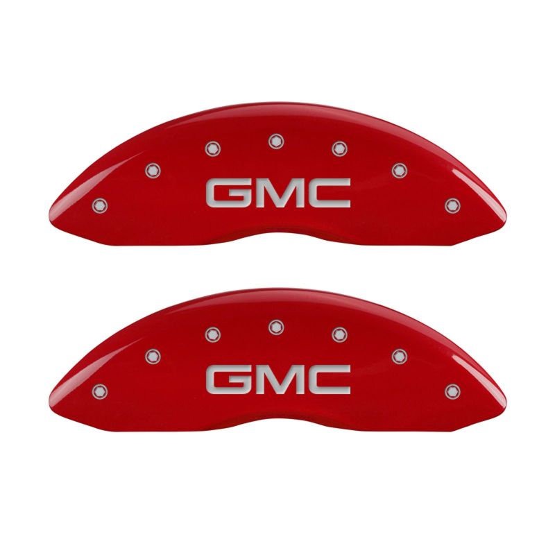 MGP 4 Caliper Covers Engraved Front & Rear Denali Red finish silver ch - eliteracefab.com