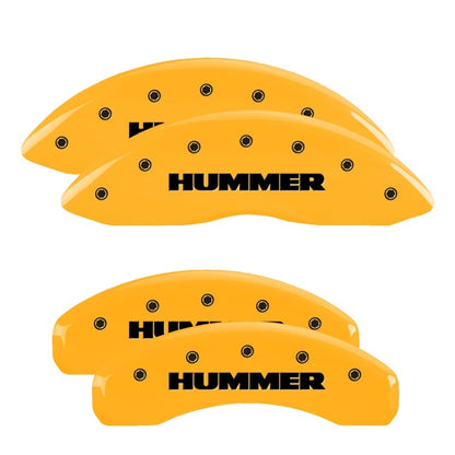 MGP 4 Caliper Covers Engraved Front & Rear Hummer Yellow Finish Black Char 2005 Hummer H2 MGP