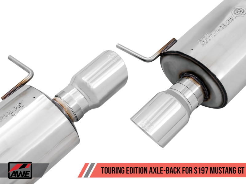 AWE Tuning S197 Mustang GT Axle-back Exhaust - Touring Edition (Chrome Silver Tips) - eliteracefab.com