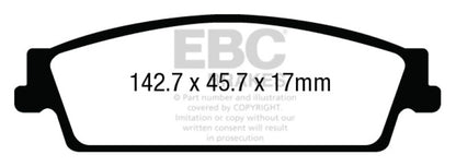 EBC 15+ Cadillac Escalade 6.2 2WD Yellowstuff Rear Brake Pads - eliteracefab.com