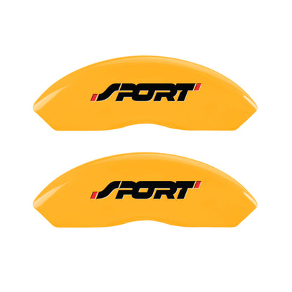 MGP 4 Caliper Covers Engraved Front & Rear No bolts/Sport Yellow finish black ch MGP