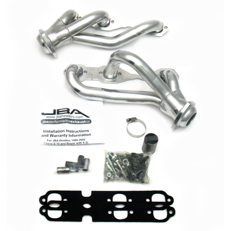 JBA 88-95 & 02-03 GM S-Truck 4.3L V6 4WD 1-1/2in Primary Silver Ctd Cat4Ward Header JBA