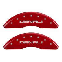 Load image into Gallery viewer, MGP 4 Caliper Covers Engraved Front &amp; Rear Denali Red finish silver ch - eliteracefab.com