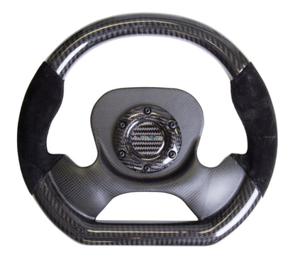NRG Carbon Fiber Steering Wheel (320mm) CF Center Plate & Two-Tone Carbon w/Suede Trim Handles - ST-X10CF-S