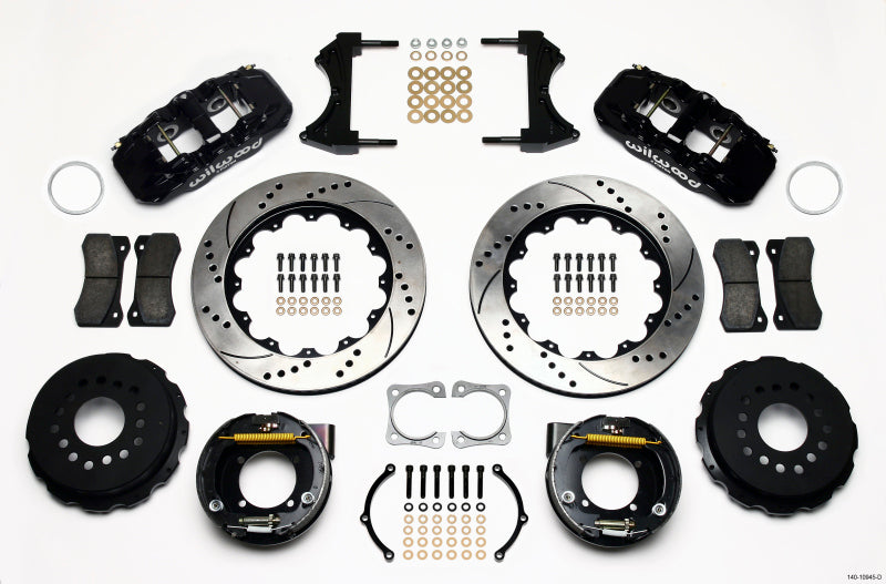 Wilwood AERO4 Rear P-Brake Kit 14.00in Drilled Chevy 12 Bolt-Spec 3.15in Brng Wilwood