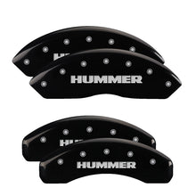 Load image into Gallery viewer, MGP 4 Caliper Covers Engraved Front &amp; Rear Hummer Black finish silver ch