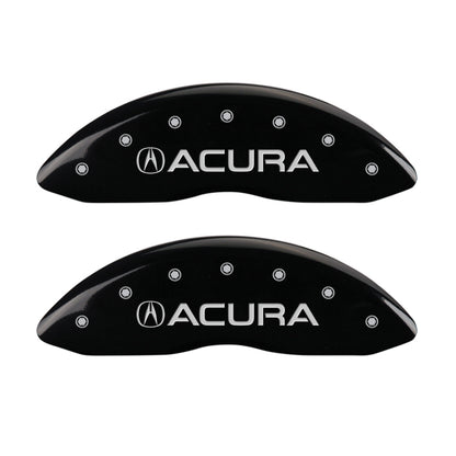 MGP 4 Caliper Covers Engraved Front Acura Engraved Rear MDX Black finish silver ch MGP