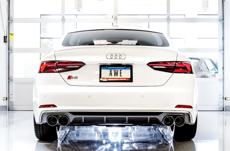 AWE Tuning Audi B9 S4 Touring Edition Exhaust - Non-Resonated (Silver 102mm Tips) AWE Tuning