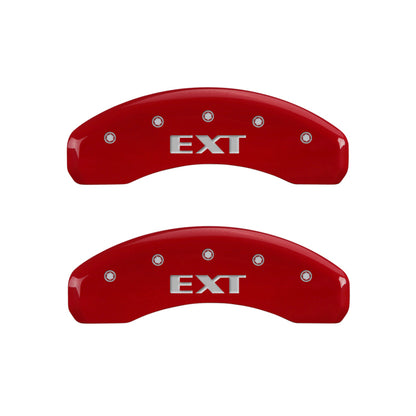 MGP 4 Caliper Covers Engraved Front Escalade Engraved Rear EXT Red finish silver ch MGP
