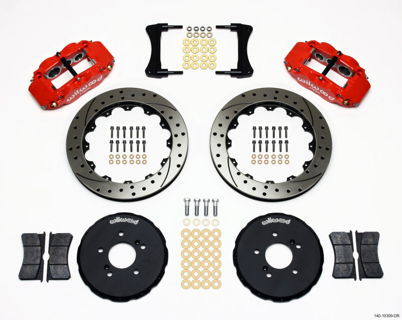 Wilwood Narrow Superlite 6R Front Hat Kit 12.88in Drill Red Honda S2000 - eliteracefab.com