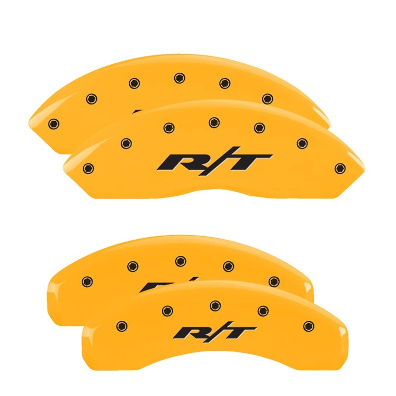 MGP 4 Caliper Covers Engraved Front & Rear Avalanche style/SS Yellow finish black ch MGP