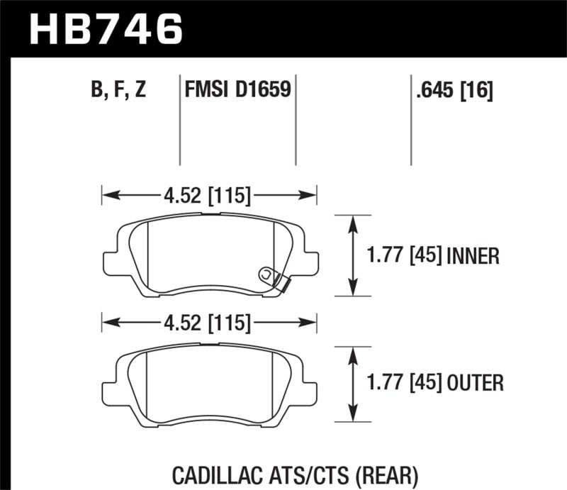 Hawk Performance Ceramic Rear Brake Pads - HB746Z.645