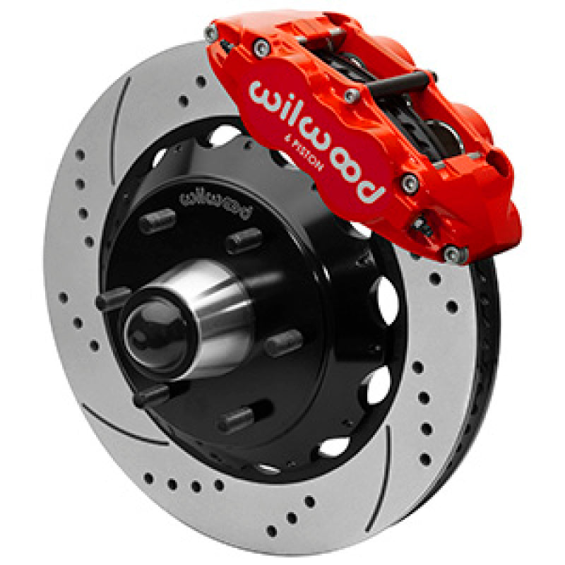Wilwood 63-87 C10 FNSL6R Front Big Brake Brake Kit 14in drill/slot 6x5.5 BP for drop spindles - Red Wilwood