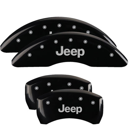 MGP 4 Caliper Covers Engraved Front & Rear JEEP Black finish silver ch MGP