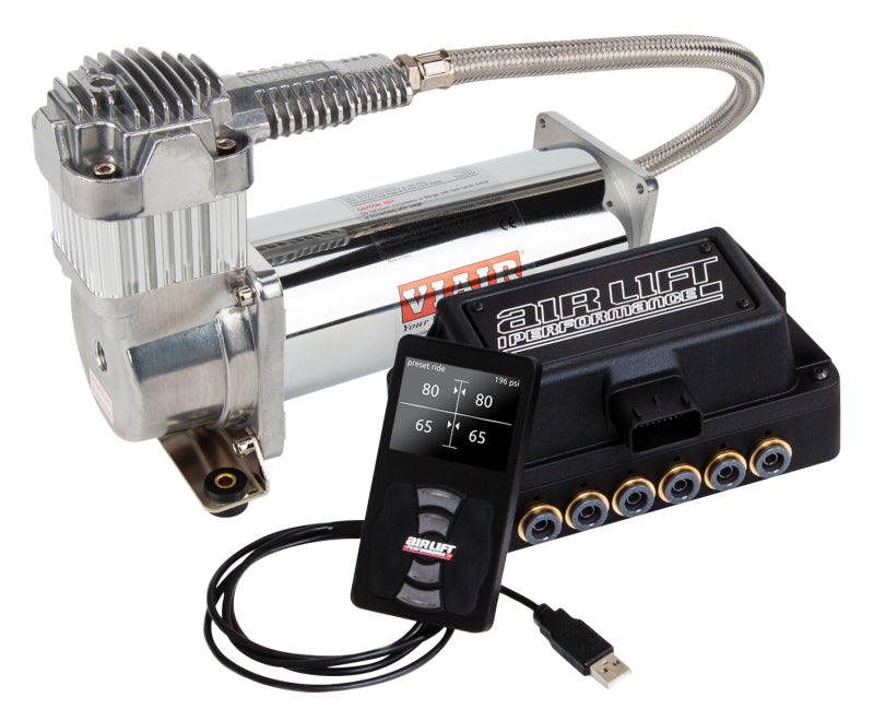 Air Lift Performance 3H (3/8 Air Line 5 Gal Raw Aluminum Tank VIAIR 444C Comp) - eliteracefab.com