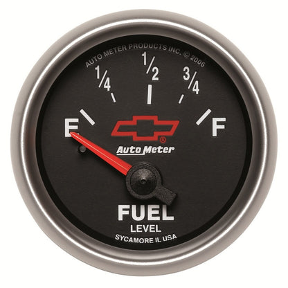 Autometer GM Bowtie Black 2-1/16 Fuel Level, 0-90 , Air-Core 8-18V 3613-00406