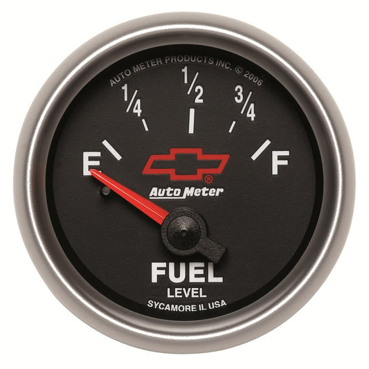 Autometer GM Bowtie Black 2-1/16 Fuel Level, 0-90 , Air-Core 8-18V 3613-00406