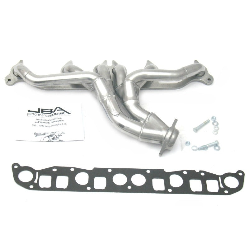 JBA 91-99 Jeep 4.0L 1-1/2in Primary Silver Ctd Cat4Ward Header JBA