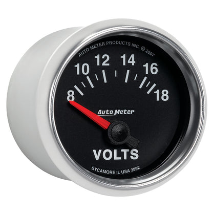 Autometer GS 52mm 8-18 Volts Short Sweep Electronic Voltmeter Gauge 3892