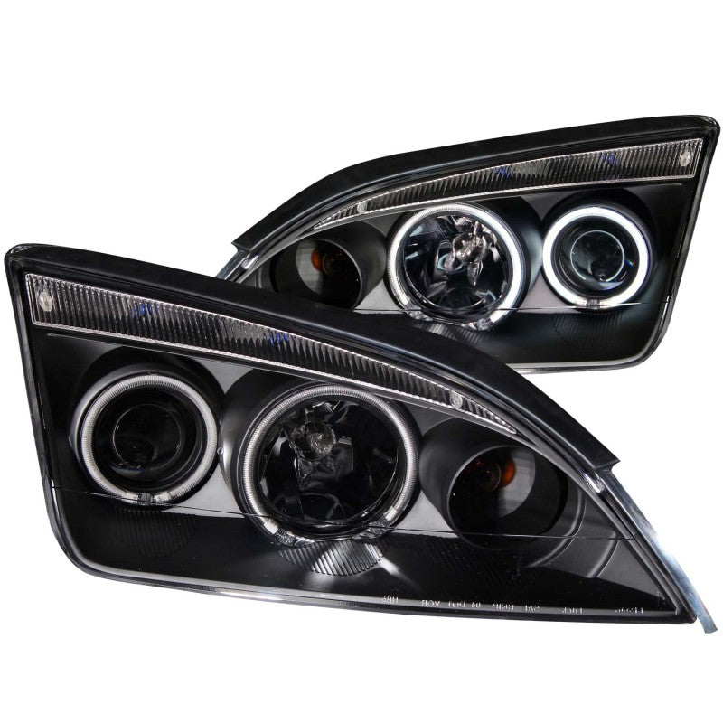 ANZO USA Ford Focus, Zx3, Zx4, Zx5 Projector Headlights W/ Halo Black; 2005-2007 - eliteracefab.com