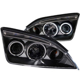 ANZO USA Ford Focus, Zx3, Zx4, Zx5 Projector Headlights W/ Halo Black; 2005-2007