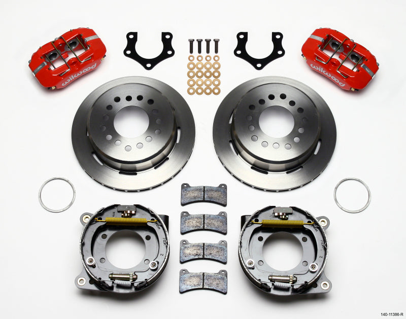 Wilwood Dynapro Low-Profile 11.00in P-Brake Kit - Red Mopar/Dana 2.50in Off w/Snap Ring Brng Wilwood