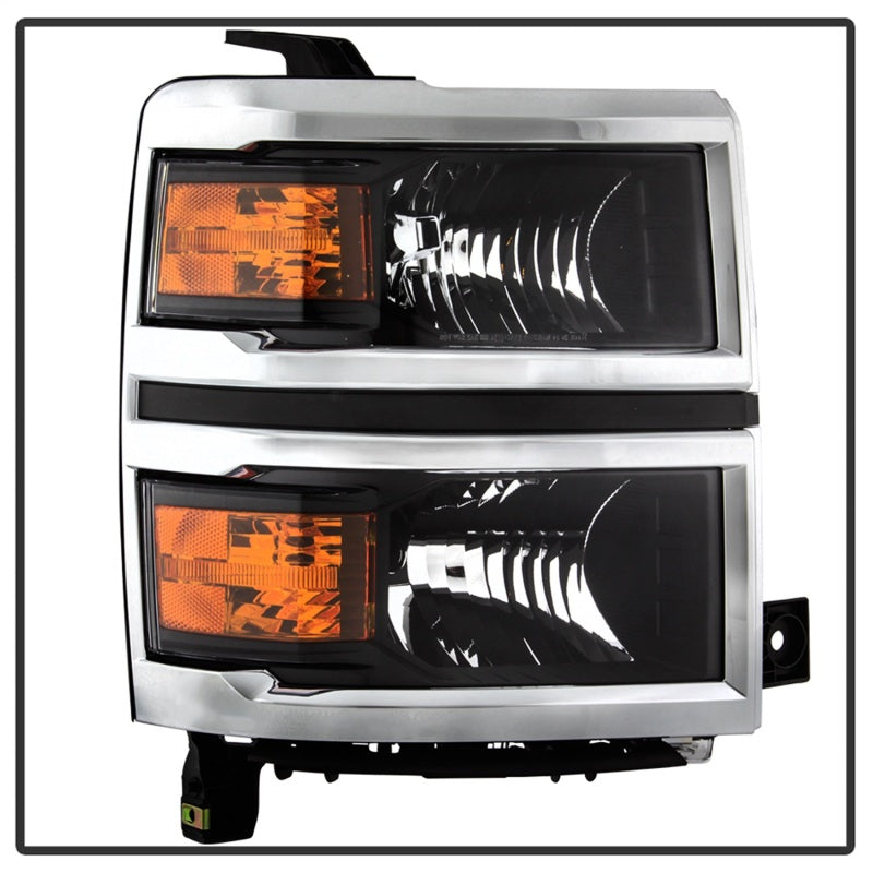 xTune 14-15 Chevy Silverado 1500 (New Body) OEM Style Headlights w/Trim - Blk (HD-JH-CS14-CC-BK) - eliteracefab.com