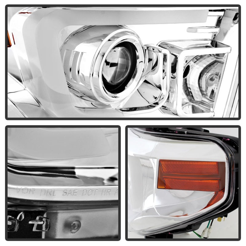 Spyder Toyota Tundra 2014-2016 Projector Headlights Light Bar DRL Chrome PRO-YD-TTU14-DRL-C - eliteracefab.com