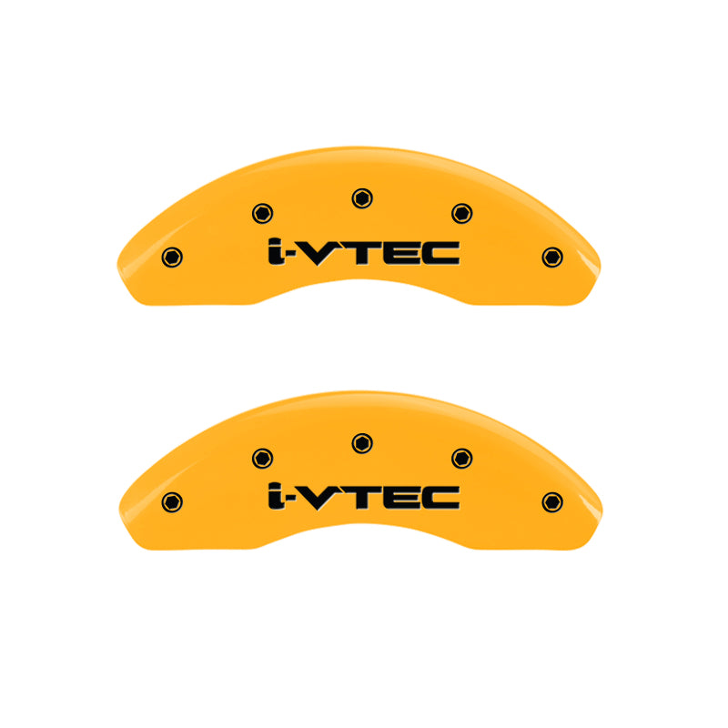 MGP Front set 2 Caliper Covers Engraved Front i-Vtec Yellow finish black ch MGP