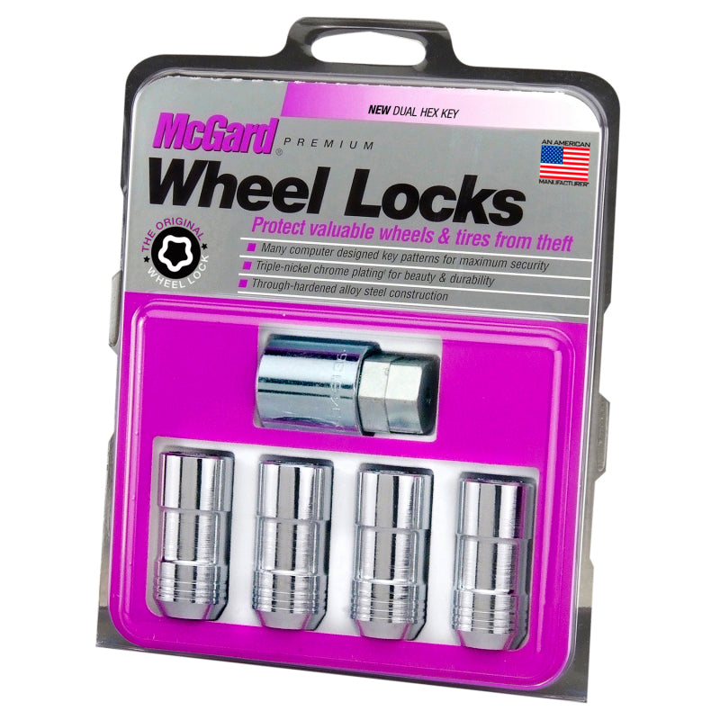 McGard Wheel Lock Nut Set - 4pk. (Cone Seat) M14X1.5 / 21mm & 22mm Dual Hex / 1.965in. L - Chrome - eliteracefab.com