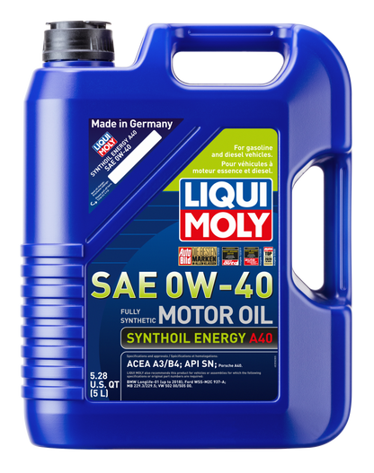 LIQUI MOLY 5L Synthoil Energy A40 Motor Oil SAE 0W40 LIQUI MOLY