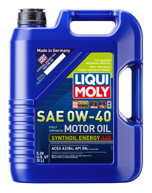 LIQUI MOLY 5L Synthoil Energy A40 Motor Oil SAE 0W40 LIQUI MOLY