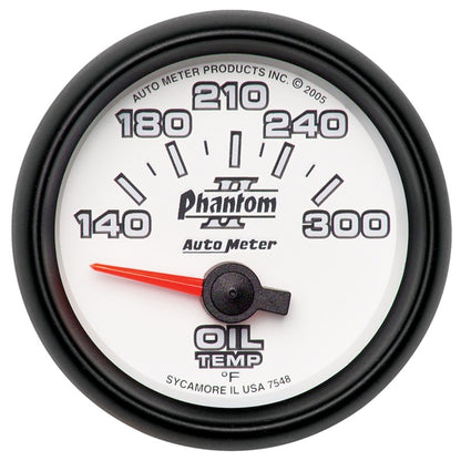 Autometer Phantom II 52mm Short Sweep Electronic 140-300 Deg F Oil Temperature Gauge 7548