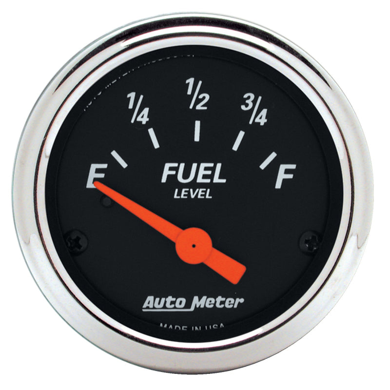 Autometer Designer Black 2 1/16in 0 Ohm E to 90 Ohm F Electronic Fuel Level Gauge 1422