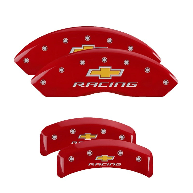 MGP 4 Caliper Covers Engraved F & R Chevy Racing Red Finish Silver Char 1988 Chevrolet Corvette MGP