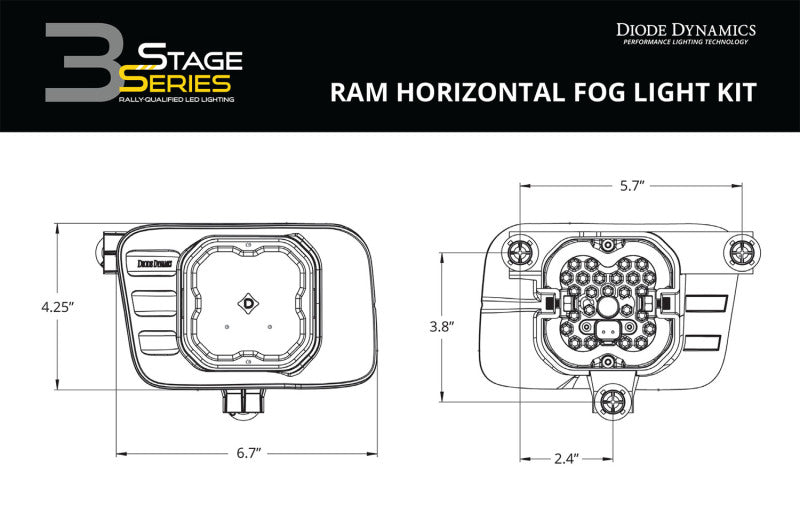 Diode Dynamics SS3 Sport Type Ram Horiz Kit ABL - White SAE Driving