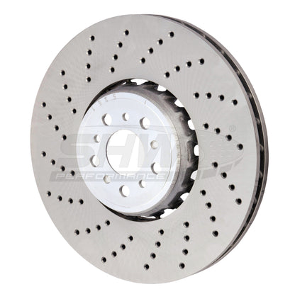 SHW 20-21 BMW X3 M 3.0L Left Front Cross-Drilled Lightweight Brake Rotor - eliteracefab.com