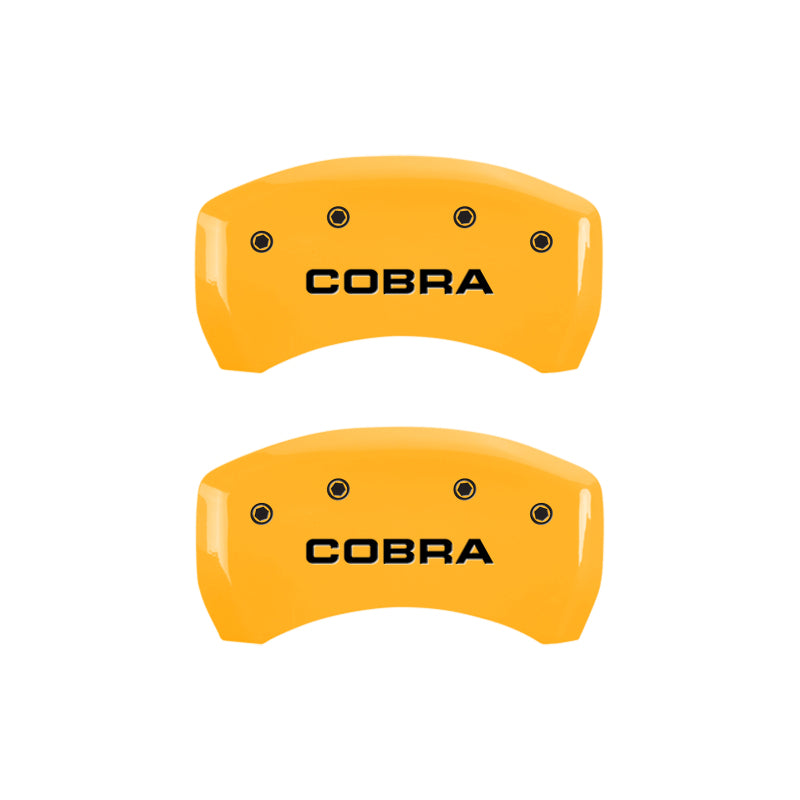 MGP 4 Caliper Covers Engraved Front & Rear Cobra Yellow Finish Black Char 2006 Ford Mustang MGP