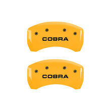 Load image into Gallery viewer, MGP 4 Caliper Covers Engraved Front &amp; Rear Cobra Yellow Finish Black Char 2006 Ford Mustang MGP