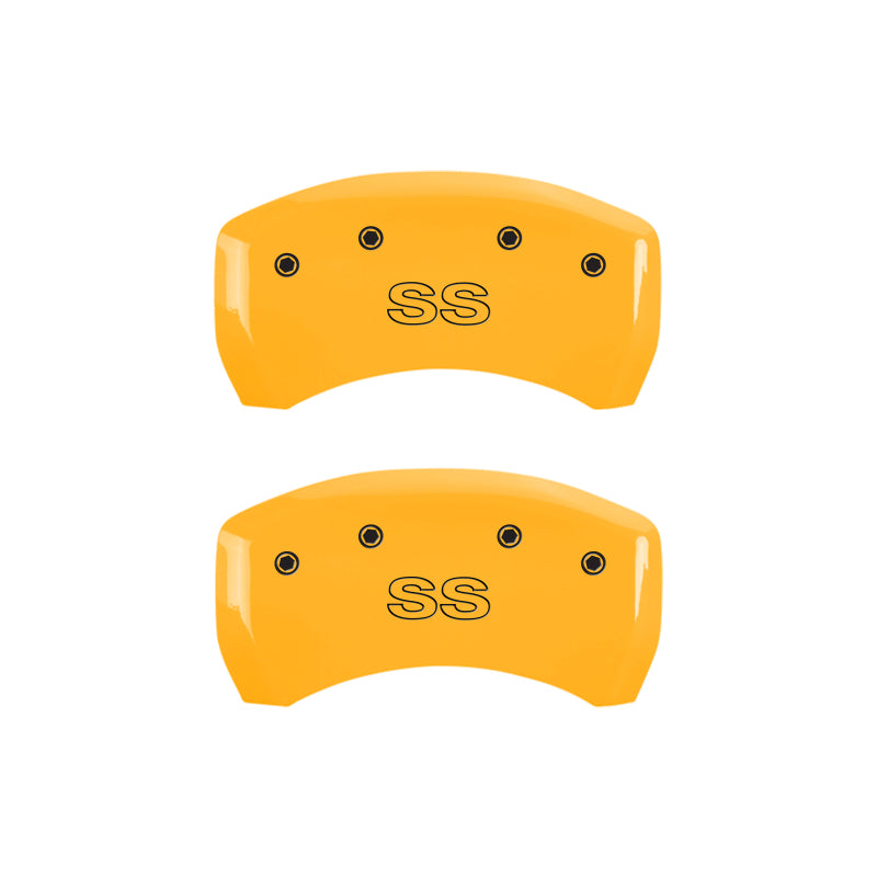 MGP 4 Caliper Covers Engraved Front & Rear Classic/SS Yellow Finish Black Char 2000 Chevrolet Camaro MGP