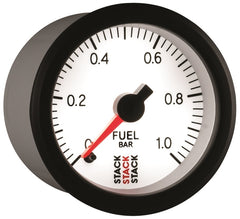 Autometer Stack 52mm 0-1 Bar M10 Male Pro Stepper Motor Fuel Pressure Gauge - White
