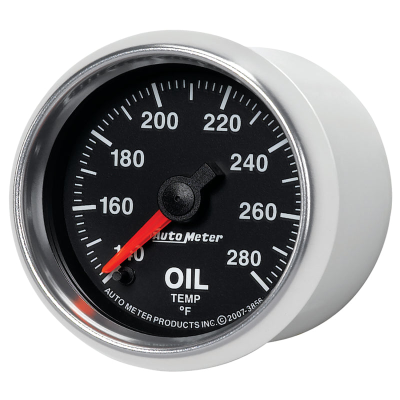 Autometer GS Series 2-1/16in Oil Temperature Gauge 140-280 Degrees Electric Full Sweep 3856