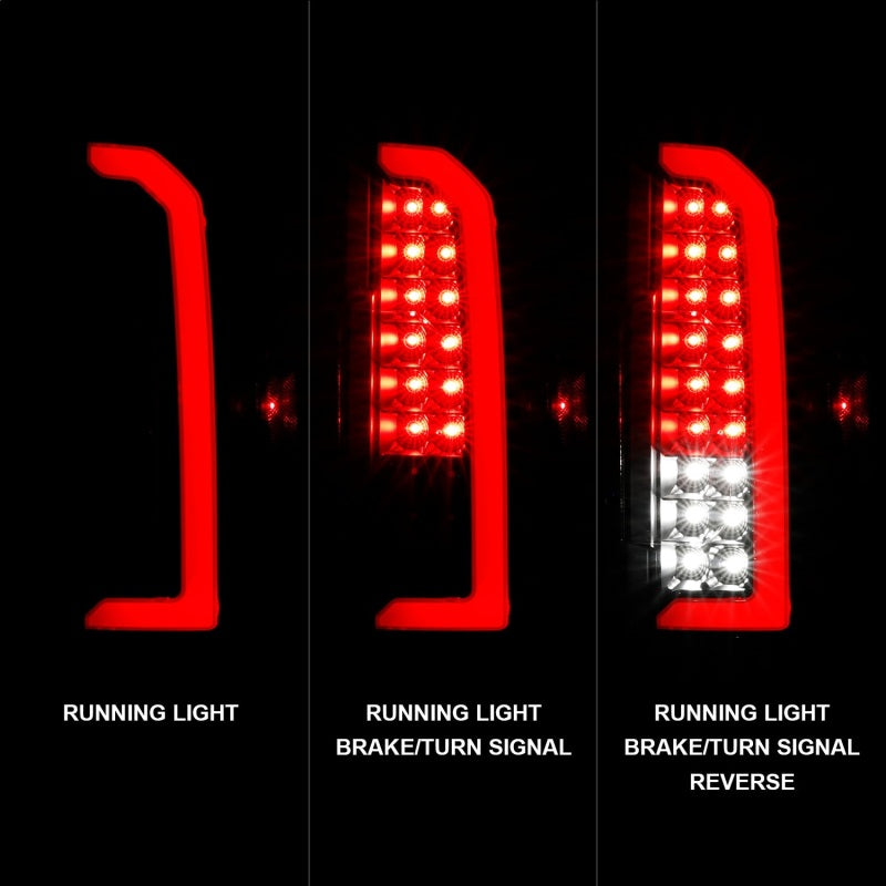 ANZO 15-21 Chevrolet Colorado Full LED Tail Lights w/ Red Lightbar Black Housing Clear Lens - eliteracefab.com