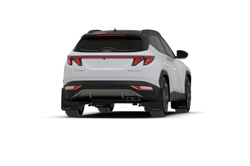 Rally Armor 2022 Hyundai Tucson Black UR Mud Flap w/ White Logo - eliteracefab.com