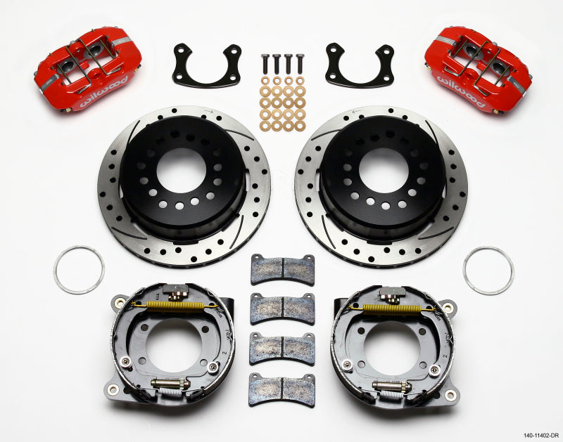 Wilwood Dynapro Low-Profile 11.00in P-Brake Kit Drill-Red New Big Ford 2.36in Offset Wilwood